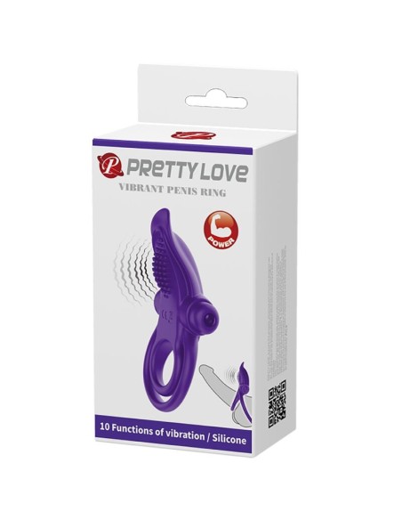 PRETTY LOVE - ANILLO VIBRADOR PARA PENE MORADO 