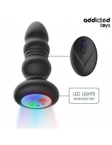 ADDICTED TOYS - PLUG ANAL VIBRADOR THRUSTING Y LUZ LED CONTROL REMOTO 