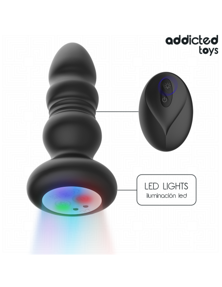 ADDICTED TOYS - PLUG ANAL VIBRADOR THRUSTING Y LUZ LED CONTROL REMOTO 