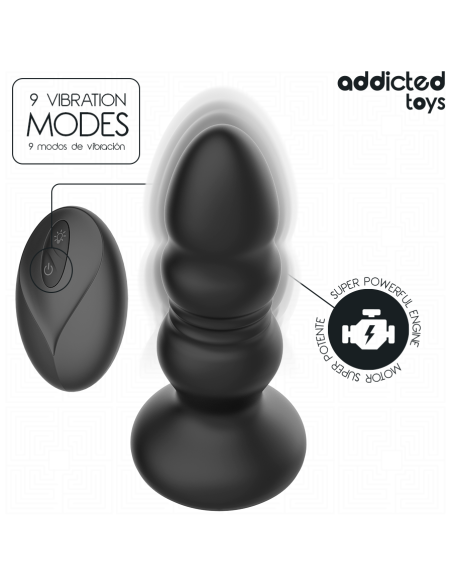 ADDICTED TOYS - PLUG ANAL VIBRADOR THRUSTING Y LUZ LED CONTROL REMOTO 