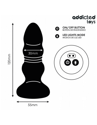 ADDICTED TOYS - PLUG ANAL VIBRADOR THRUSTING Y LUZ LED CONTROL REMOTO 