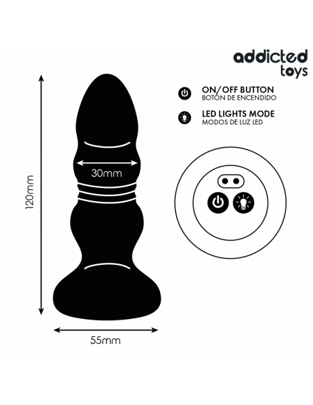 ADDICTED TOYS - PLUG ANAL VIBRADOR THRUSTING Y LUZ LED CONTROL REMOTO 