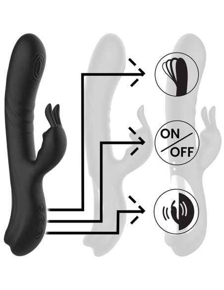 BLACK&SILVER - JAMIE VIBRADOR RABBIT EFECTO WAVE 
