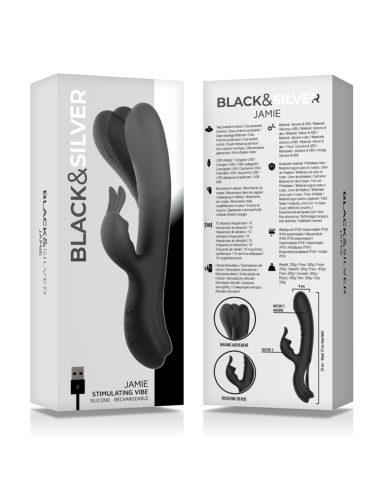 BLACK&SILVER - JAMIE VIBRADOR RABBIT EFECTO WAVE 