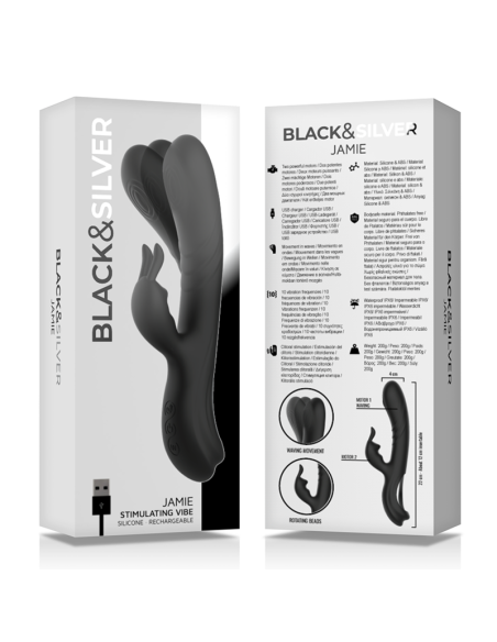 BLACK&SILVER - JAMIE VIBRADOR RABBIT EFECTO WAVE 