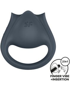 SATISFYER - PERFECT PAIR 2 MULTIVIBRADOR 2 EN 1 ANILLO PARA PENE & ESTIMULADOR DE DEDO GRIS