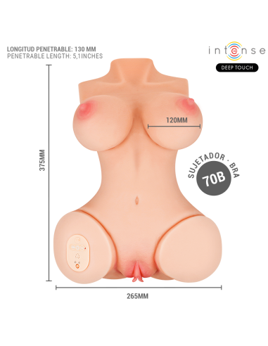 INTENSE DEEP TOUCH - VERO TORSO VAGINA CON EFECTO SUCCIÓN, CALOR, VIBRACIÓN Y VOZ CON CONTROL REMOTO 5.5 KG Muñec@s Tamaño Real