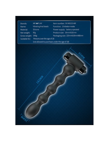 MR PLAY - MASAJEADOR PLUG ANAL CON VIBRACIÓN Plugs Anales