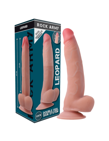 ROCKARMY - ARNÉS + DUAL DENSITY LEOPARD DILDO REALISTA 23 CM -O- 4.77 CM Penes realísticos