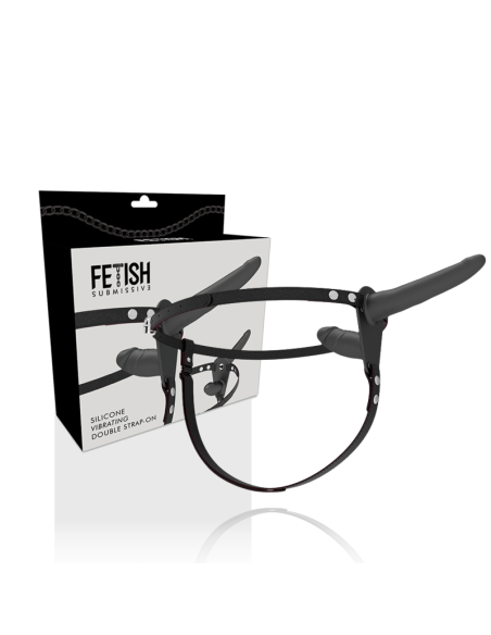 FETISH SUBMISSIVE HARNESS - DOBLE PENETRACIÓN VIBRADOR NEGRO Arneses Dobles