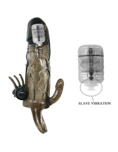 BAILE - BRAVE MAN FUNDA PENE ANAL Y CLITORIS VIBRADOR 16.5 CM NEGRO