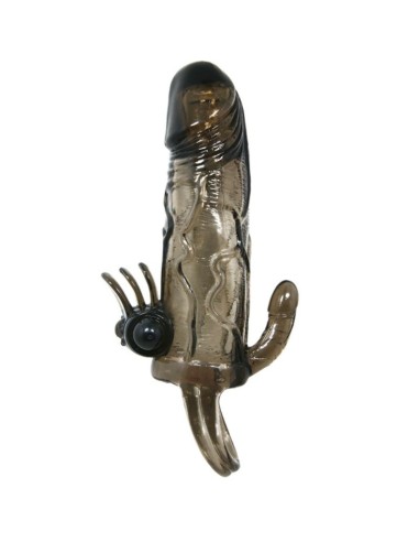 BAILE - BRAVE MAN FUNDA PENE ANAL Y CLITORIS VIBRADOR 16.5 CM NEGRO Fundas Pene con Extensión