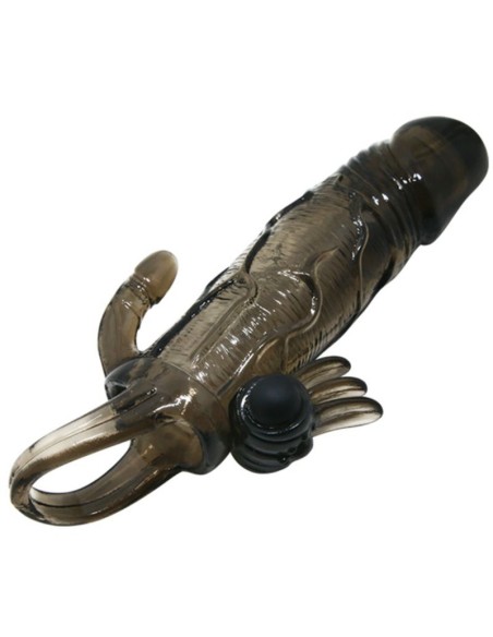 BAILE - BRAVE MAN FUNDA PENE ANAL Y CLITORIS VIBRADOR 16.5 CM NEGRO Fundas Pene con Extensión