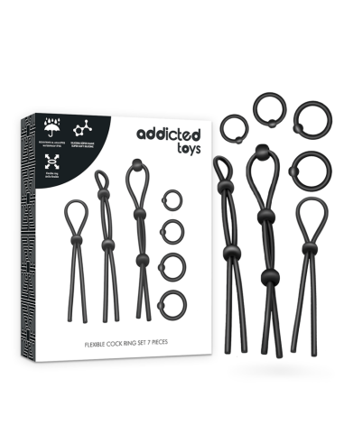 ADDICTED TOYS - KIT DE 7 ANILLAS SILICONA FLEXIBLE Anillos sin vibración