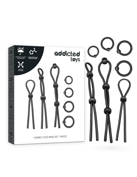 ADDICTED TOYS - KIT DE 7 ANILLAS SILICONA FLEXIBLE Anillos sin vibración