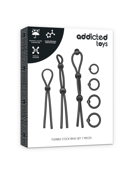 ADDICTED TOYS - KIT DE 7 ANILLAS SILICONA FLEXIBLE Anillos sin vibración