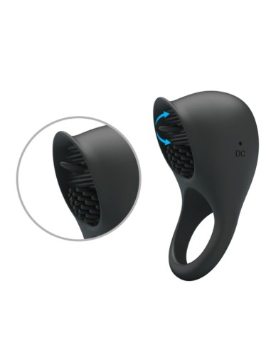 PRETTY LOVE - ANILLO VIBRADOR PARA PENE CON LENGUA NEGRO Anillos con Vibración