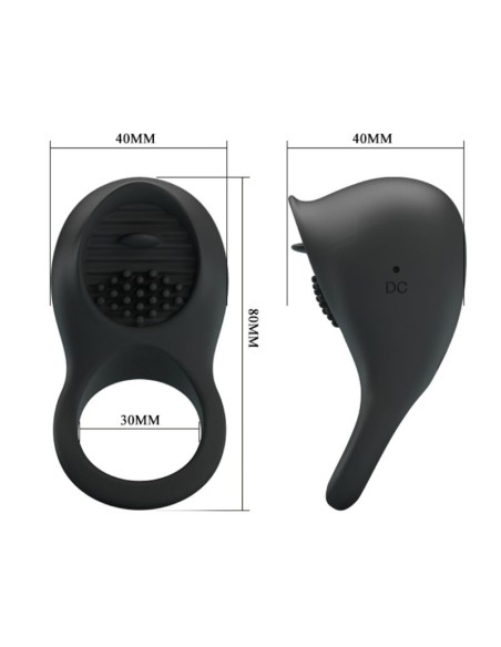 PRETTY LOVE - ANILLO VIBRADOR PARA PENE CON LENGUA NEGRO Anillos con Vibración