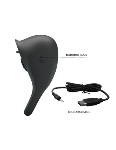 PRETTY LOVE - ANILLO VIBRADOR PARA PENE CON LENGUA NEGRO Anillos con Vibración