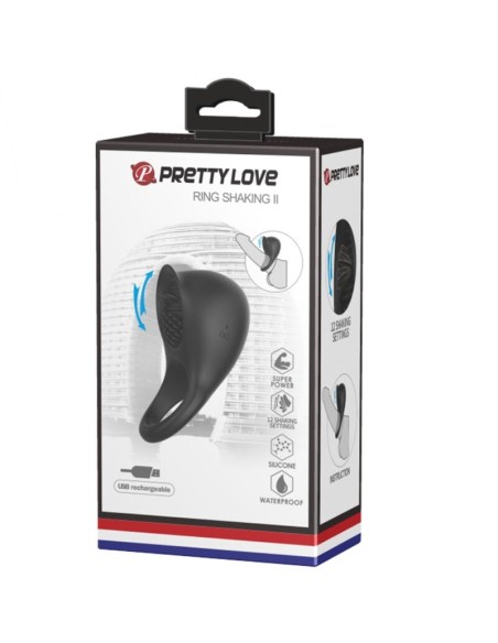 PRETTY LOVE - ANILLO VIBRADOR PARA PENE CON LENGUA NEGRO Anillos con Vibración