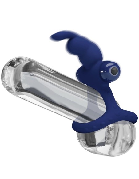 PRETTY LOVE - LUCHITO DOBLE ANILLO VIBRADOR RABBIT AZUL Anillos con Vibración