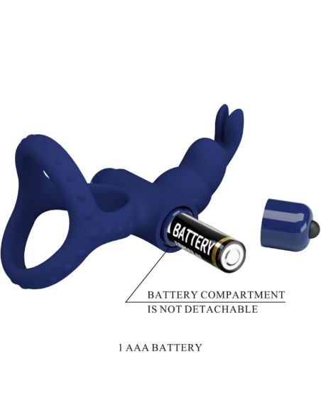 PRETTY LOVE - LUCHITO DOBLE ANILLO VIBRADOR RABBIT AZUL Anillos con Vibración