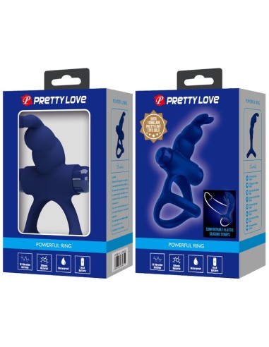 PRETTY LOVE - LUCHITO DOBLE ANILLO VIBRADOR RABBIT AZUL Anillos con Vibración