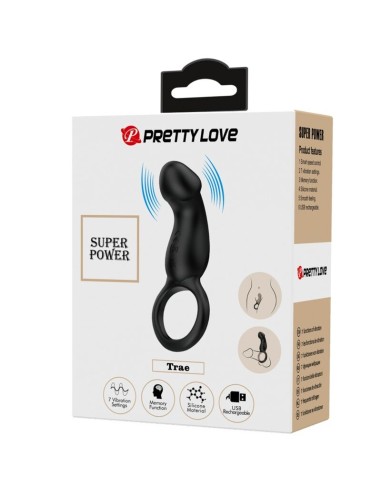 PRETTY LOVE - TRAE ANILLO VIBRADOR CON ESTIMULADOR NEGRO Anillos con Vibración
