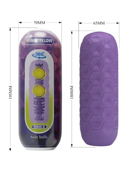 PRETTY LOVE - TWIN BALLS MASTURBADOR MASCULINO MORADO Masturbadores varios