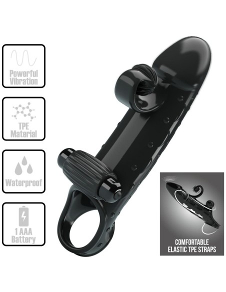 ROMANCE - FUNDA PARA PENE CON VIBRACIÓN NEGRO Fundas Pene con Extensión