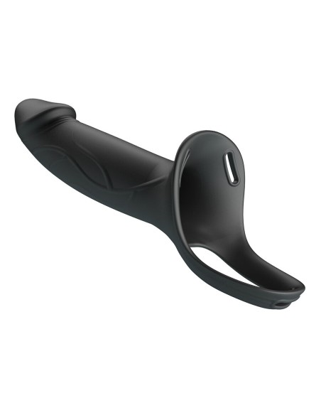 PRETTY LOVE - LANDON STRAP-ON CON VIBRACIÓN NEGRO Extensor pene con Arnés