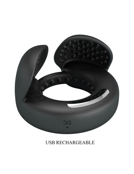 PRETTY LOVE - QUENTIN ANILLO PARA PENE CON ESTIMULADOR TESTICULAR Anillos con Vibración