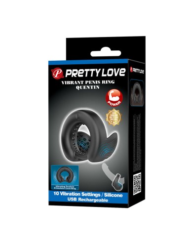 PRETTY LOVE - QUENTIN ANILLO PARA PENE CON ESTIMULADOR TESTICULAR Anillos con Vibración
