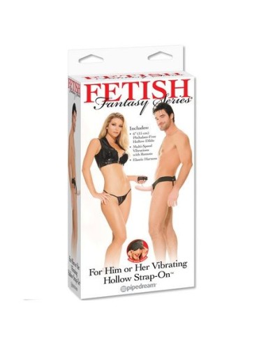 FETISH FANTASY SERIES - ARNÉS HUECO VIBRADOR PARA EL Y ELLA NATURAL 14CM Extensor pene con Arnés