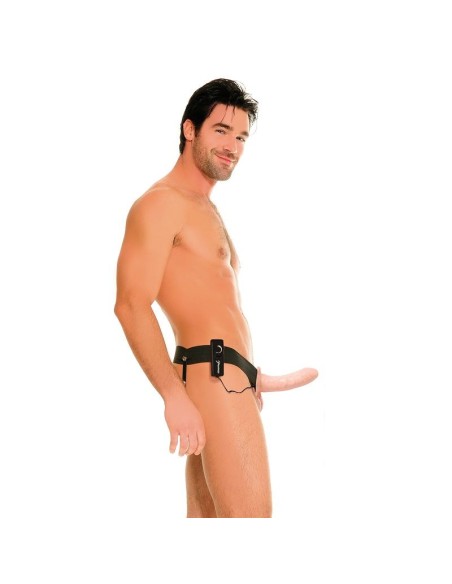 FETISH FANTASY SERIES - ARNÉS HUECO VIBRADOR PARA EL Y ELLA NATURAL 14CM Extensor pene con Arnés