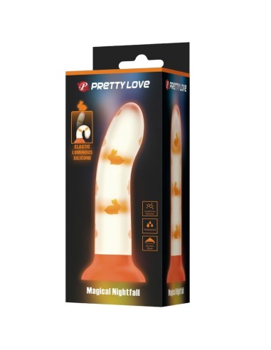 PRETTY LOVE - MAGICAL NIGHTFALL DILDO SIN VIBRACIÓN LUMINOSO NARANJA Dildos sin Vibración