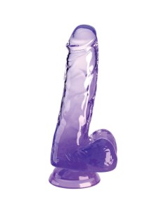KING COCK - CLEAR PENE REALÍSTICO CON TESTÍCULOS 13.5 CM MORADO