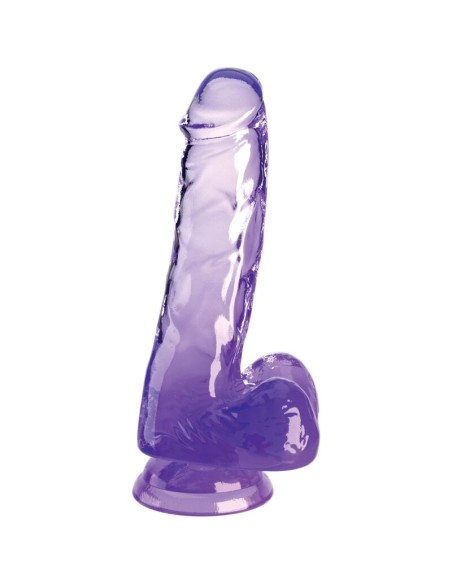 KING COCK - CLEAR PENE REALÍSTICO CON TESTÍCULOS 13.5 CM MORADO Dildos para Arneses