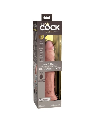 KING COCK - ÉLITE DILDO REALÍSTICO VIBRADOR & SILICONA CONTROL REMOTO 23 CM Penes realísticos