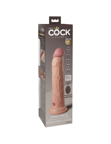 KING COCK - ÉLITE DILDO REALÍSTICO VIBRADOR & SILICONA CONTROL REMOTO 23 CM Penes realísticos