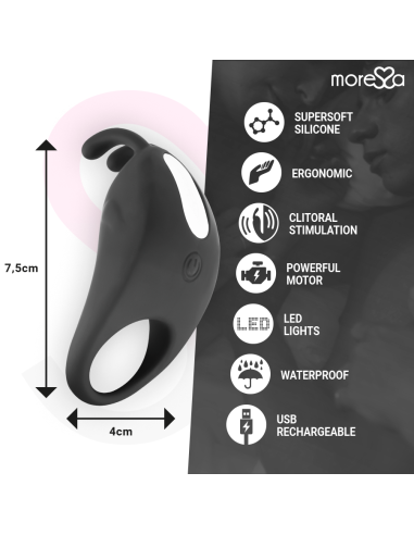 MORESSA - BRAD PREMIUM SILICONE RECARGABLE NEGRO Anillos con Vibración