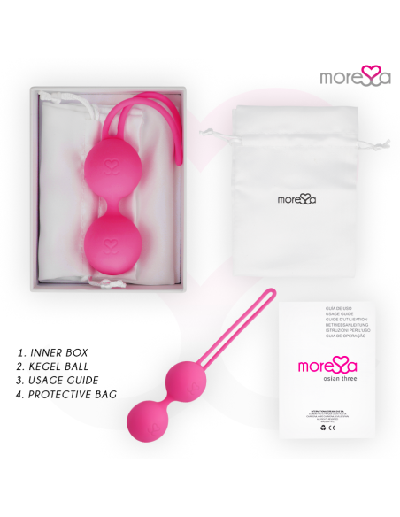 MORESSA - OSIAN THREE ENTRENAMIENTO SUELO PELVICO 85 gr PREMIUM SILICONA ROSA Bolas Silicona