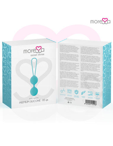 MORESSA - OSIAN THREE ENTRENAMIENTO SUELO PELVICO 85 gr PREMIUM SILICONA TURQUESA Bolas Silicona