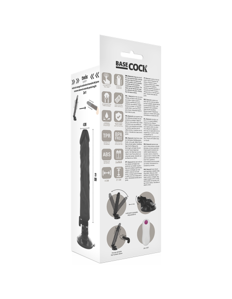 BASECOCK - VIBRADOR REALÍSTICO CONTROL REMOTO NEGRO 21 CM -O- 4 CM Vibradores control remoto
