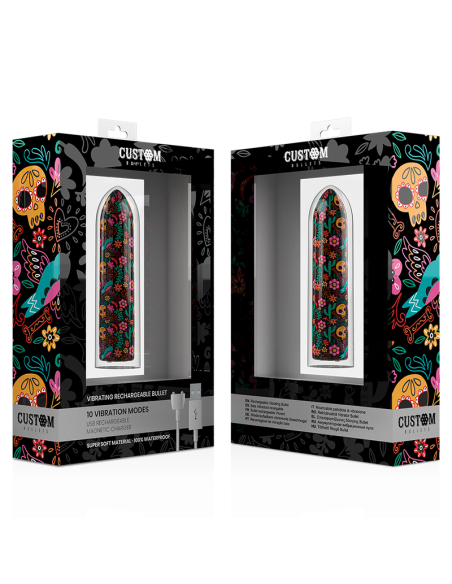 CUSTOM BULLETS - BALA RECARGABLE SKULL 10 INTENSIDADES Balas vibradoras