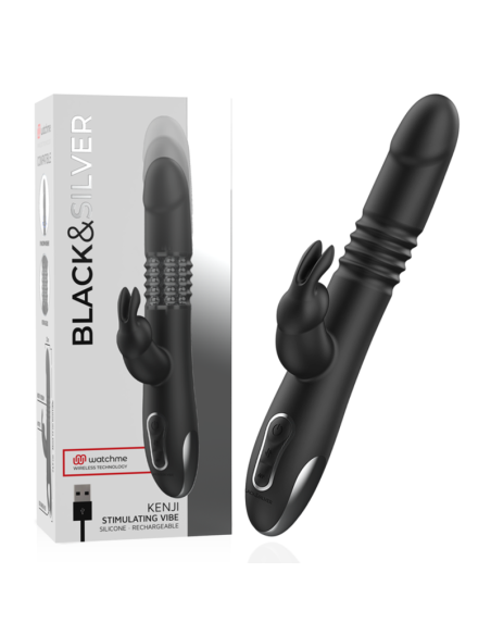BLACK&SILVER - KENJI VIBRADOR RABBIT UP & DOWN + MANDO CONTROL REMOTO WATCHME 