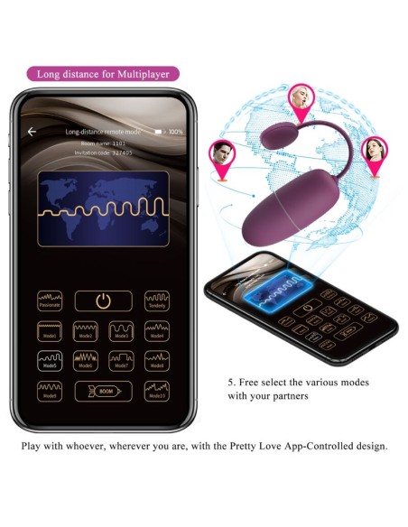 PRETTY LOVE - NYMPH HUEVO VIBRADOR CONTROLADO POR APP LILA Vibradores con APP