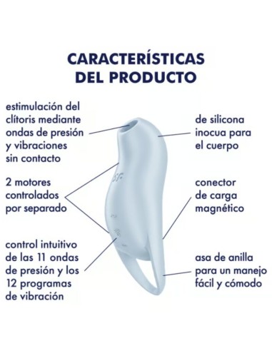 SATISFYER - POCKET PRO 1 ESTIMULADOR CLÍTORIS AZUL CLARO Para Clítoris