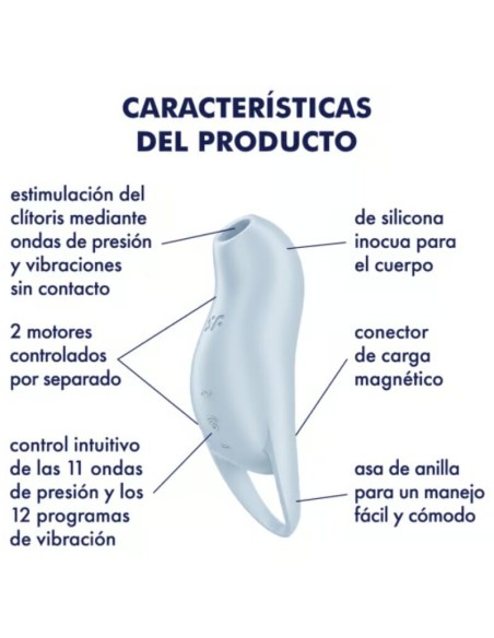 SATISFYER - POCKET PRO 1 ESTIMULADOR CLÍTORIS AZUL CLARO Para Clítoris