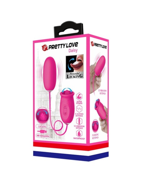 PRETTY LOVE - DAISY HUEVO VIBRADOR + LENGUA ESTIMULADORA DE CLÍTORIS ROSA Huevos vibradores